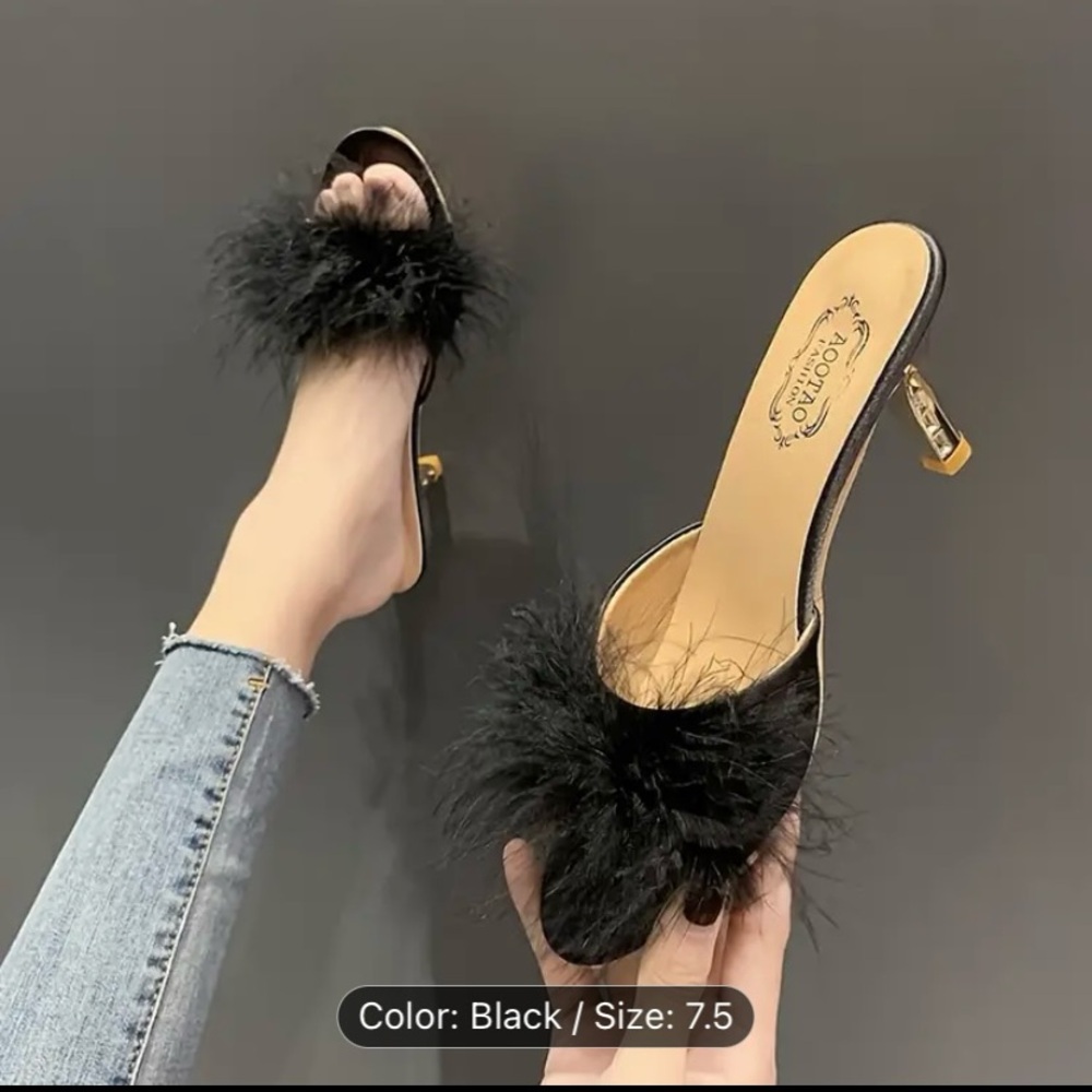 Women Toe Feather Stiletto heel Sandals